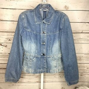 Ann Taylor Loft Stretch Denim Button Front Jacket